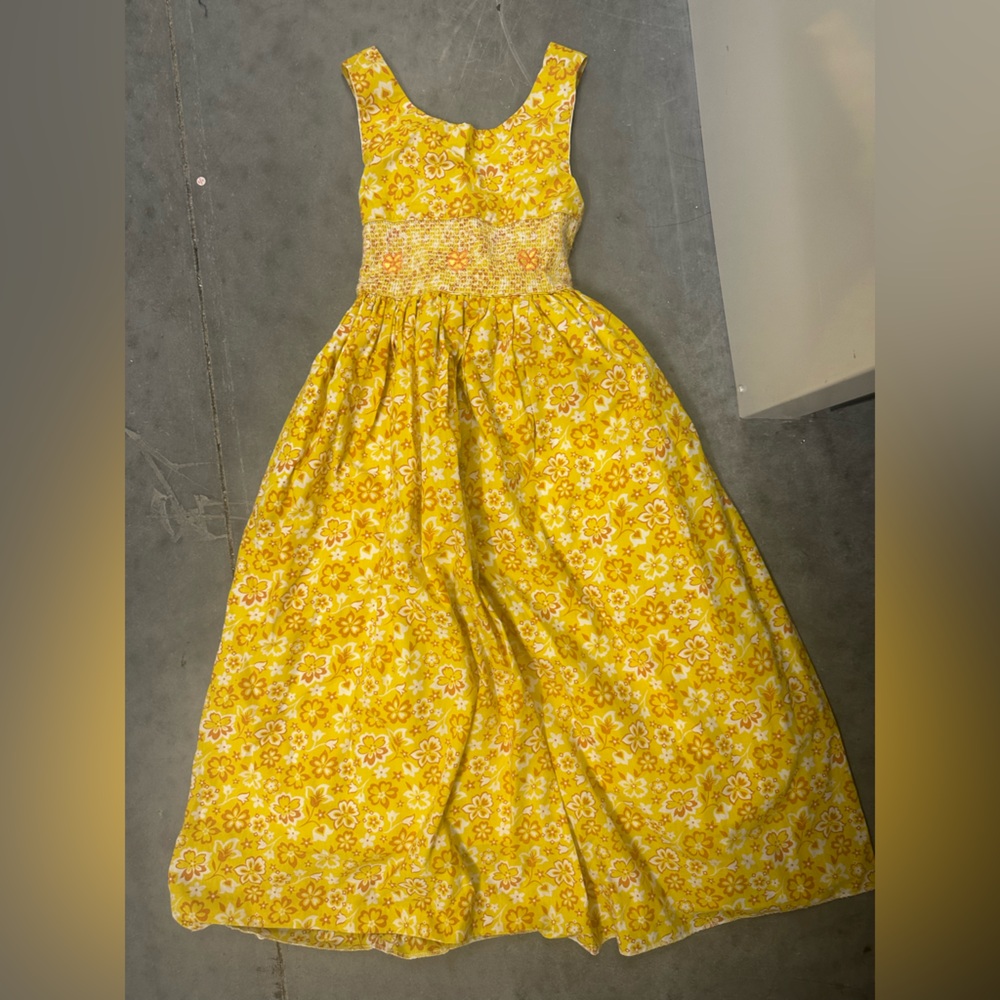 Vintage Sara Ruth Floral Yellow Maxi Dress